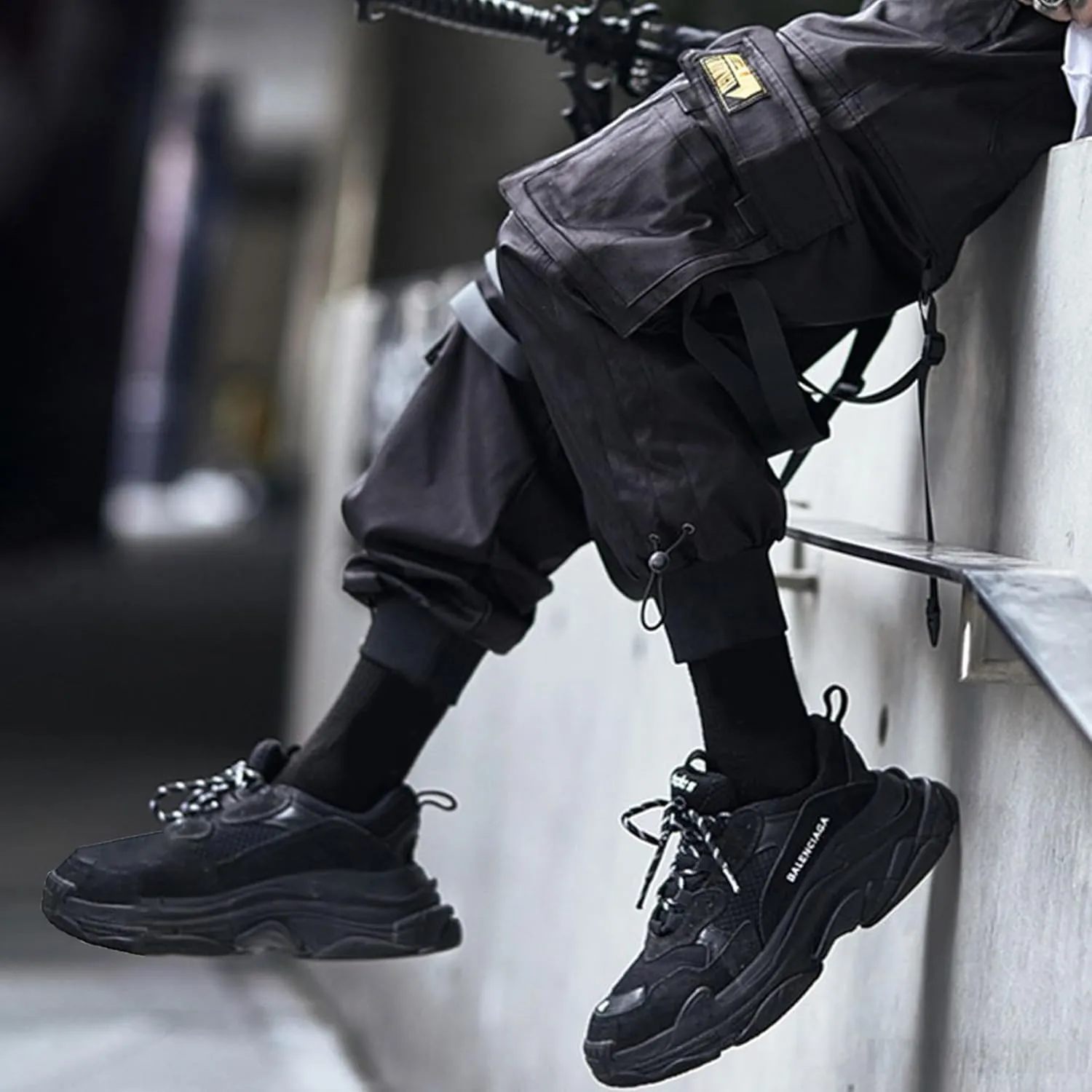 XYXIONGMAO Men's Cyberpunk Techwear Cargo Pants Baggy Streetwear Japanese Pants Men Outdoor Cool Trendy Casual Trousers Mens
