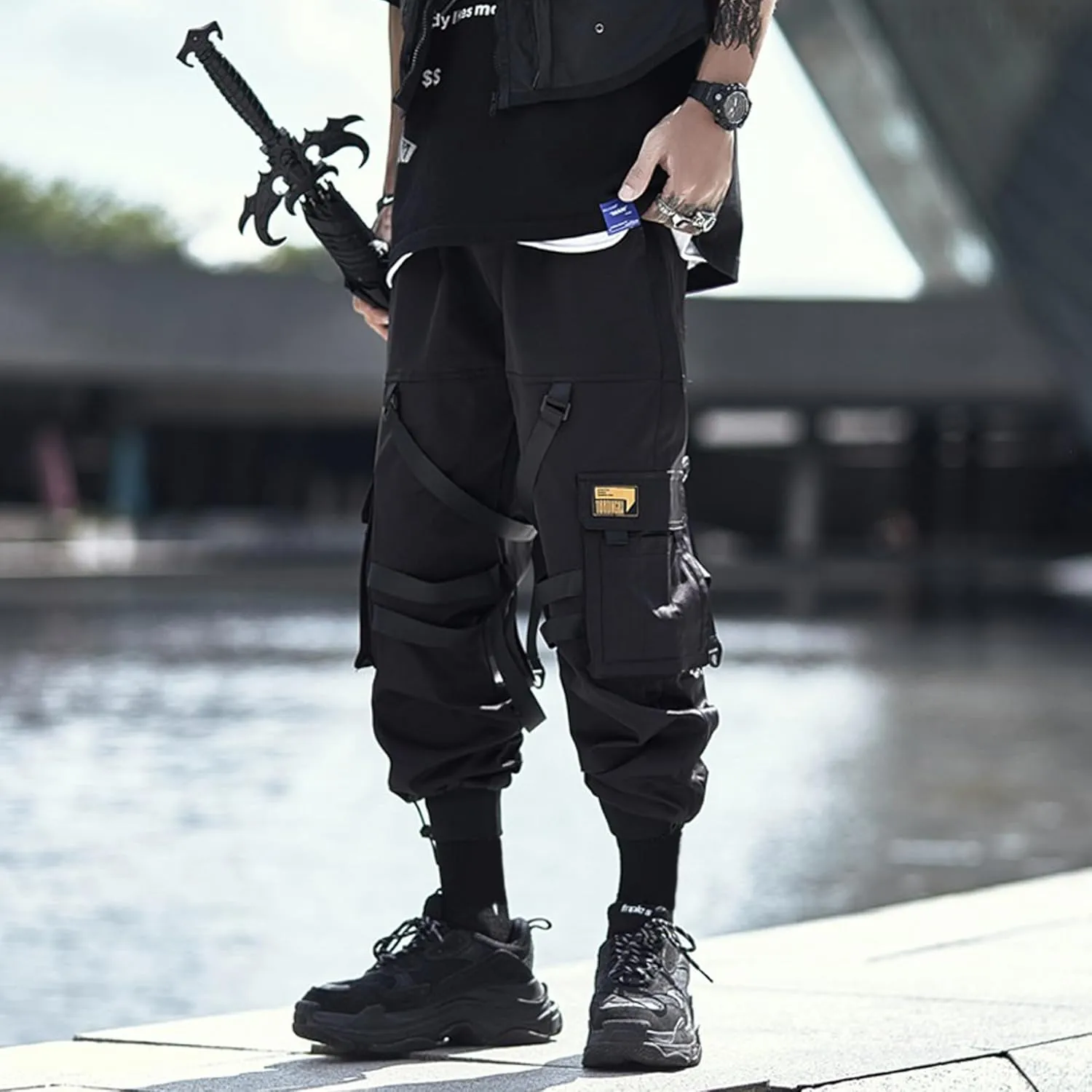 XYXIONGMAO Men's Cyberpunk Techwear Cargo Pants Baggy Streetwear Japanese Pants Men Outdoor Cool Trendy Casual Trousers Mens