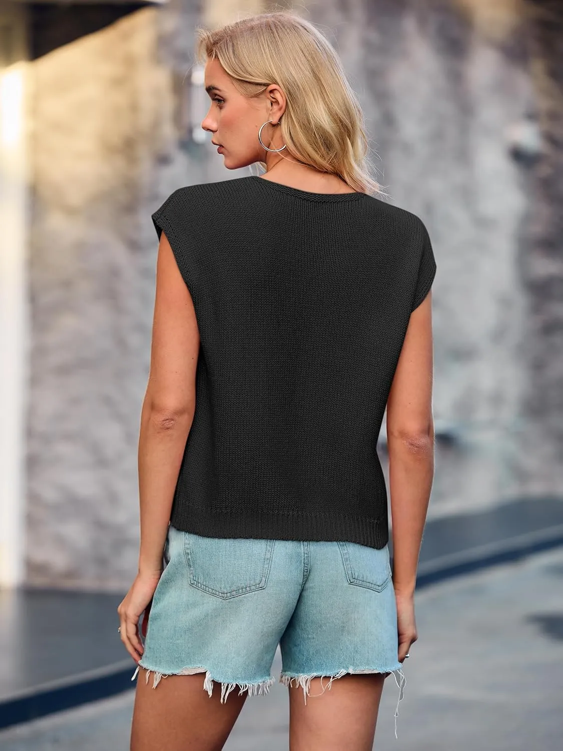 Yousify Open Front Tie Sweater Vest for Women Lightweight Summer Sleeveless Cardigan Tank Tops S-2XL