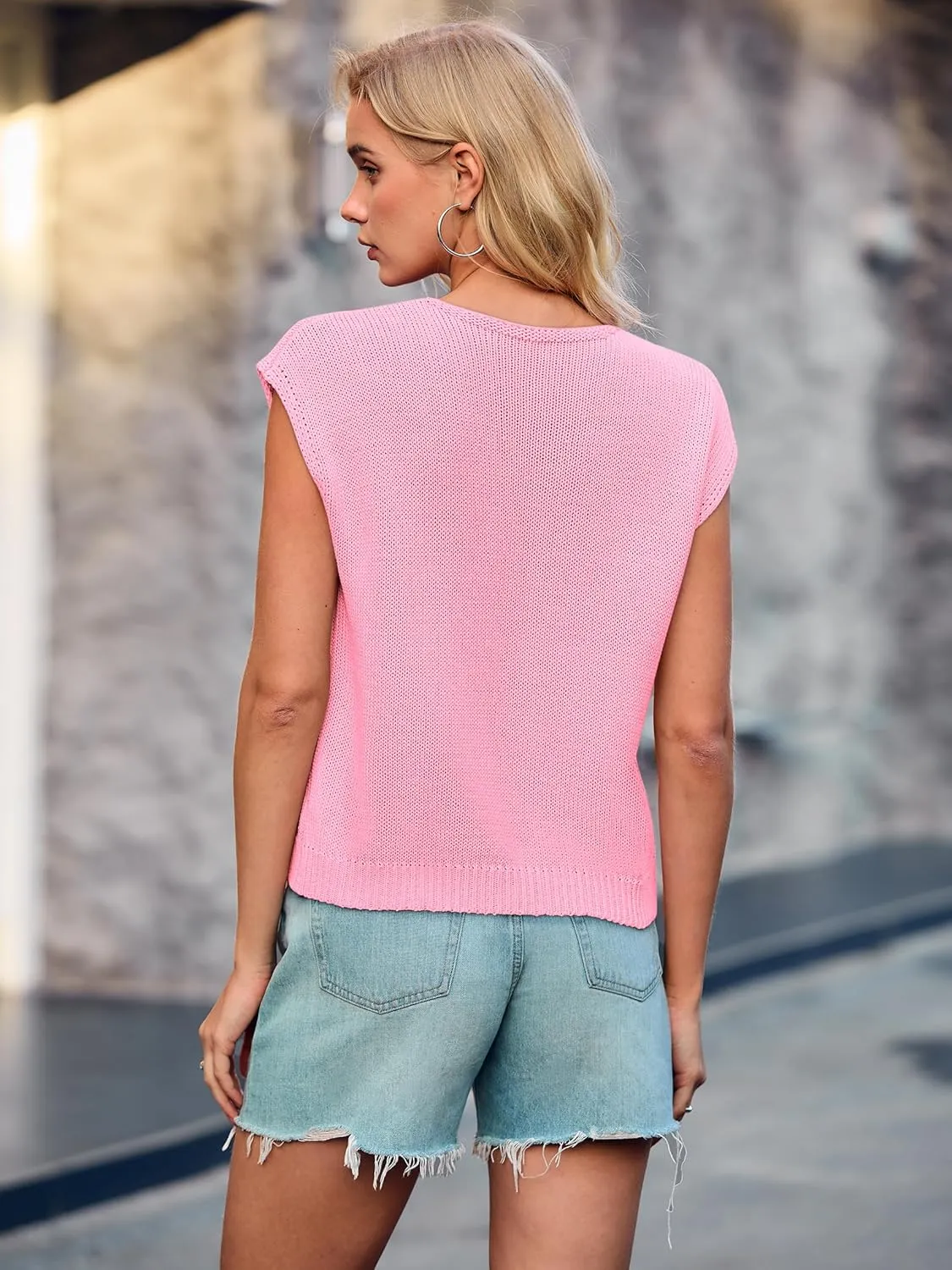 Yousify Open Front Tie Sweater Vest for Women Lightweight Summer Sleeveless Cardigan Tank Tops S-2XL