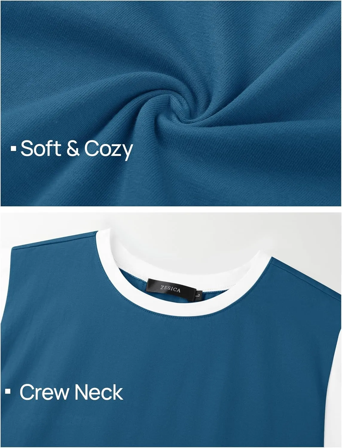 ZESICA Women's Cap Sleeve Tank Tops Loose Fit Summer Trendy Crewneck Colorblock Shirts