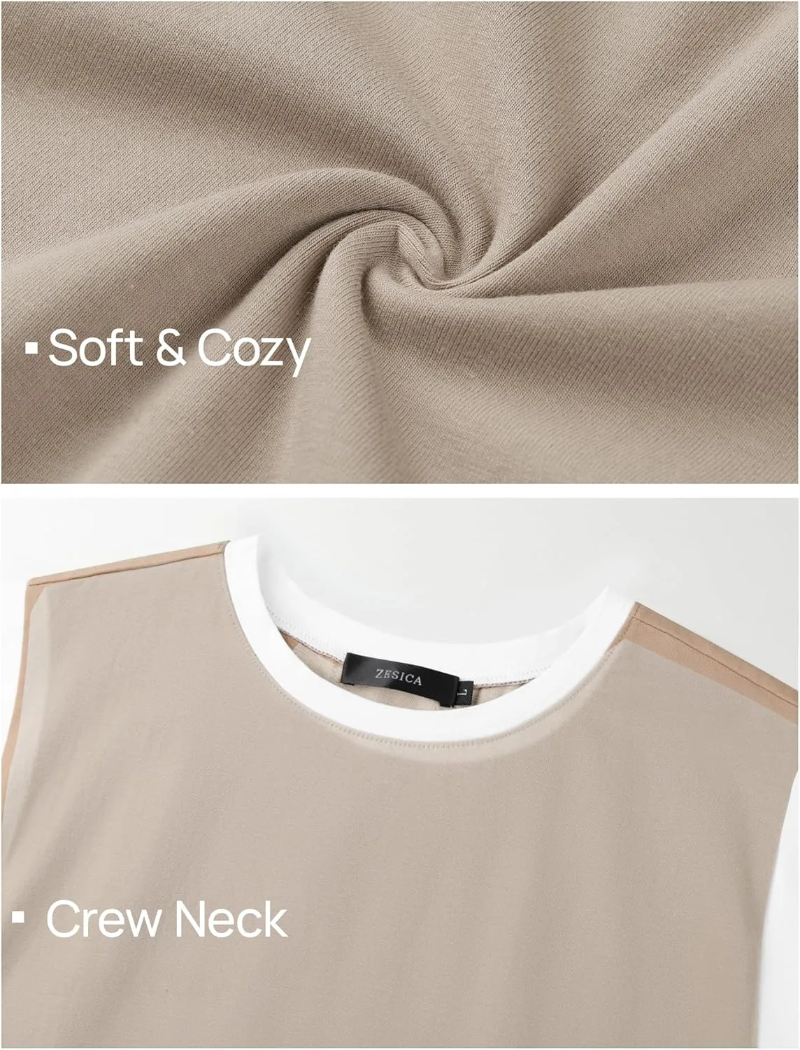 ZESICA Women's Cap Sleeve Tank Tops Loose Fit Summer Trendy Crewneck Colorblock Shirts