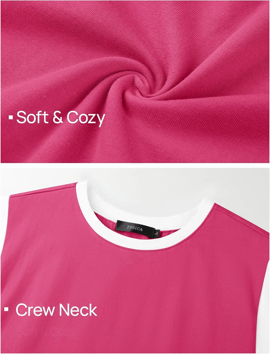 ZESICA Women's Cap Sleeve Tank Tops Loose Fit Summer Trendy Crewneck Colorblock Shirts