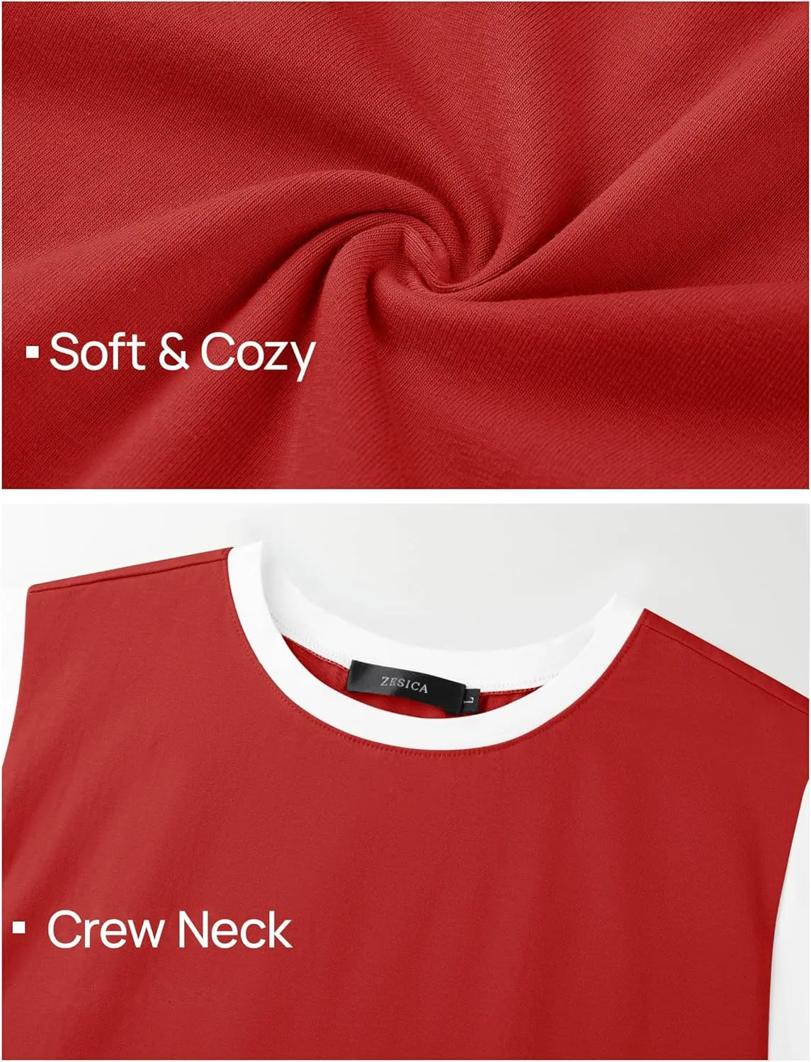 ZESICA Women's Cap Sleeve Tank Tops Loose Fit Summer Trendy Crewneck Colorblock Shirts