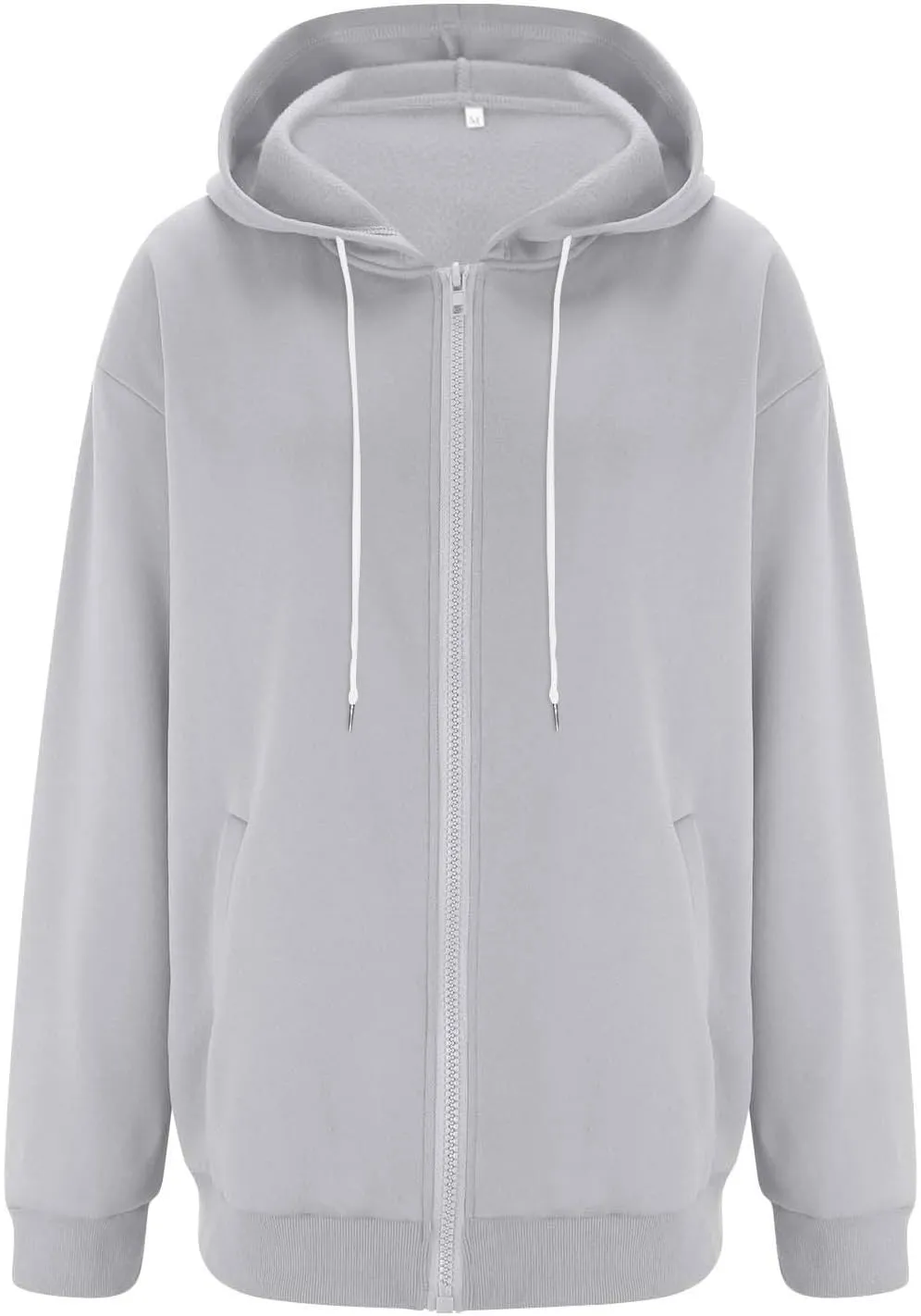 Zip Up Hoodie Women Fleece Oversized Sweatshirt Hoodies Casual Drawstring Hooded Sports Sweat Jackets with Pockets