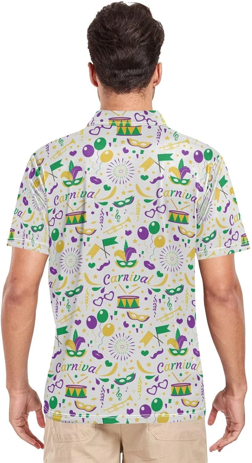 ZZXXB Carnival Drum Balloon Men's Polo Shirts Short Sleeve Quick Dry Athletic Outdoor Sports Golf Shirts S-XXL