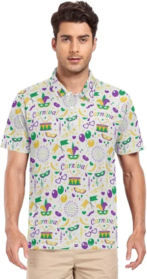 ZZXXB Carnival Drum Balloon Men's Polo Shirts Short Sleeve Quick Dry Athletic Outdoor Sports Golf Shirts S-XXL